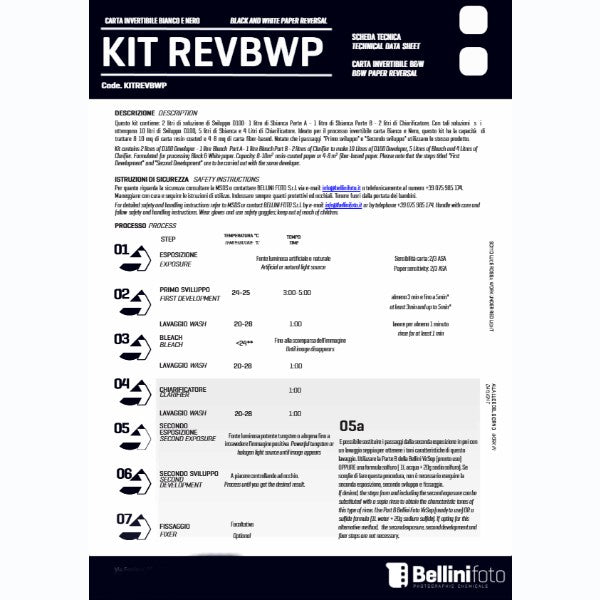 Bellini Kit Carta Reversal B&W Invertibile Bianco & Nero Bellini Kit Carta Reversal B&W Invertibile Bianco & Nero